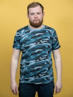 Футболки камуфляжные с нанесением логотипов или символики (городской синий камуфляж для охраны, спецподразделений).